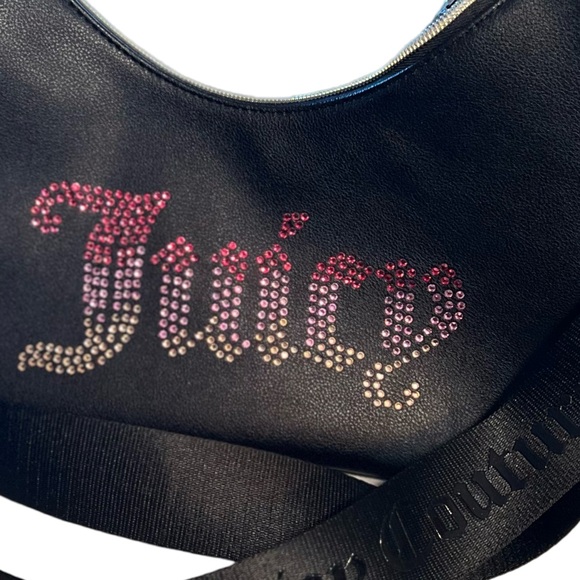 Juicy Couture NWT  Y2K  Black Liquorice Pink Rhinestone Juicy Bag Purse (P003) - Picture 7 of 8